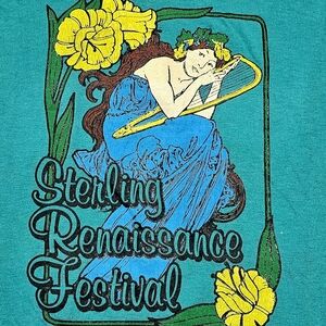 VTG Sterling Renaissance Festival Woodland Woman Lyre T Shirt Single Stitch USA